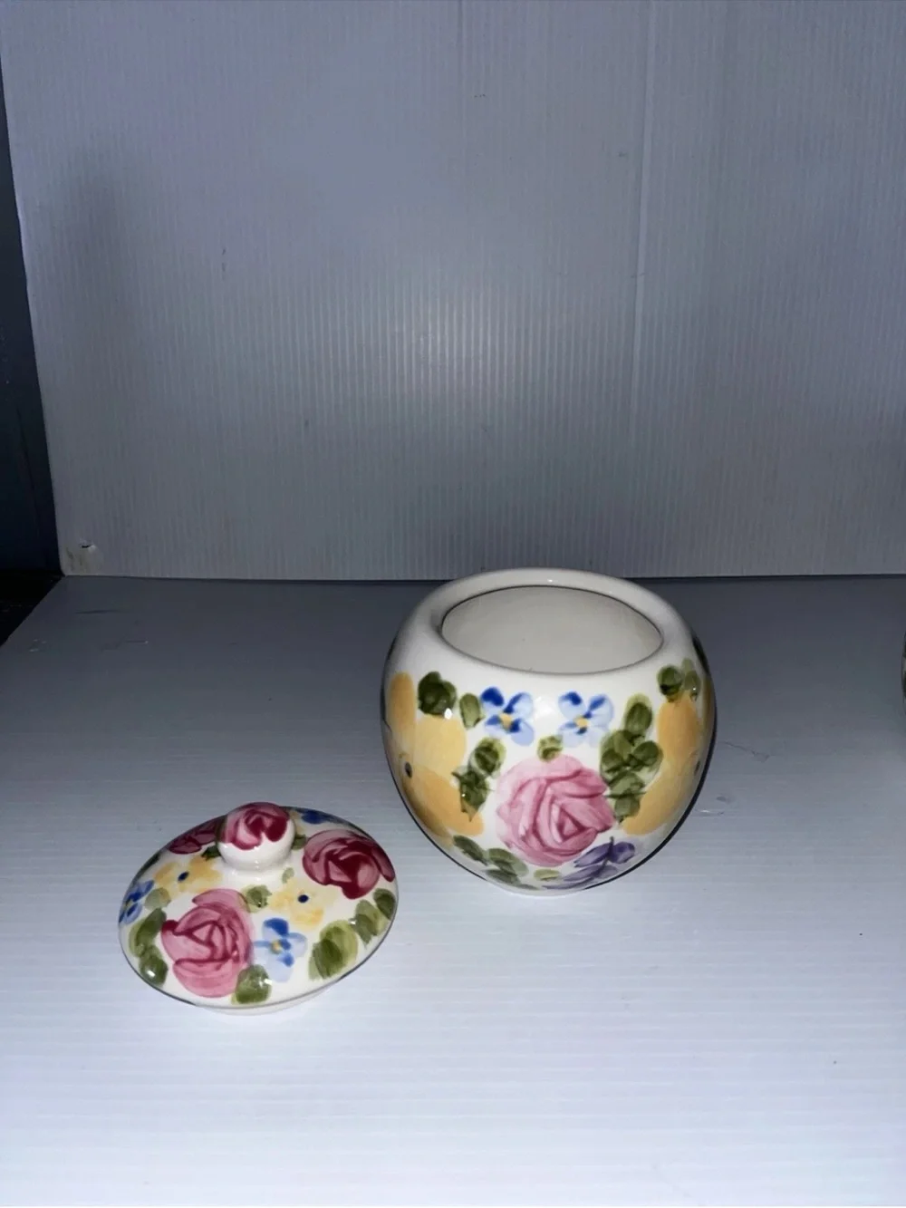 Hand-Painted Floral Ceramic Sugar, Creamer & Shakers Set - Multicolor